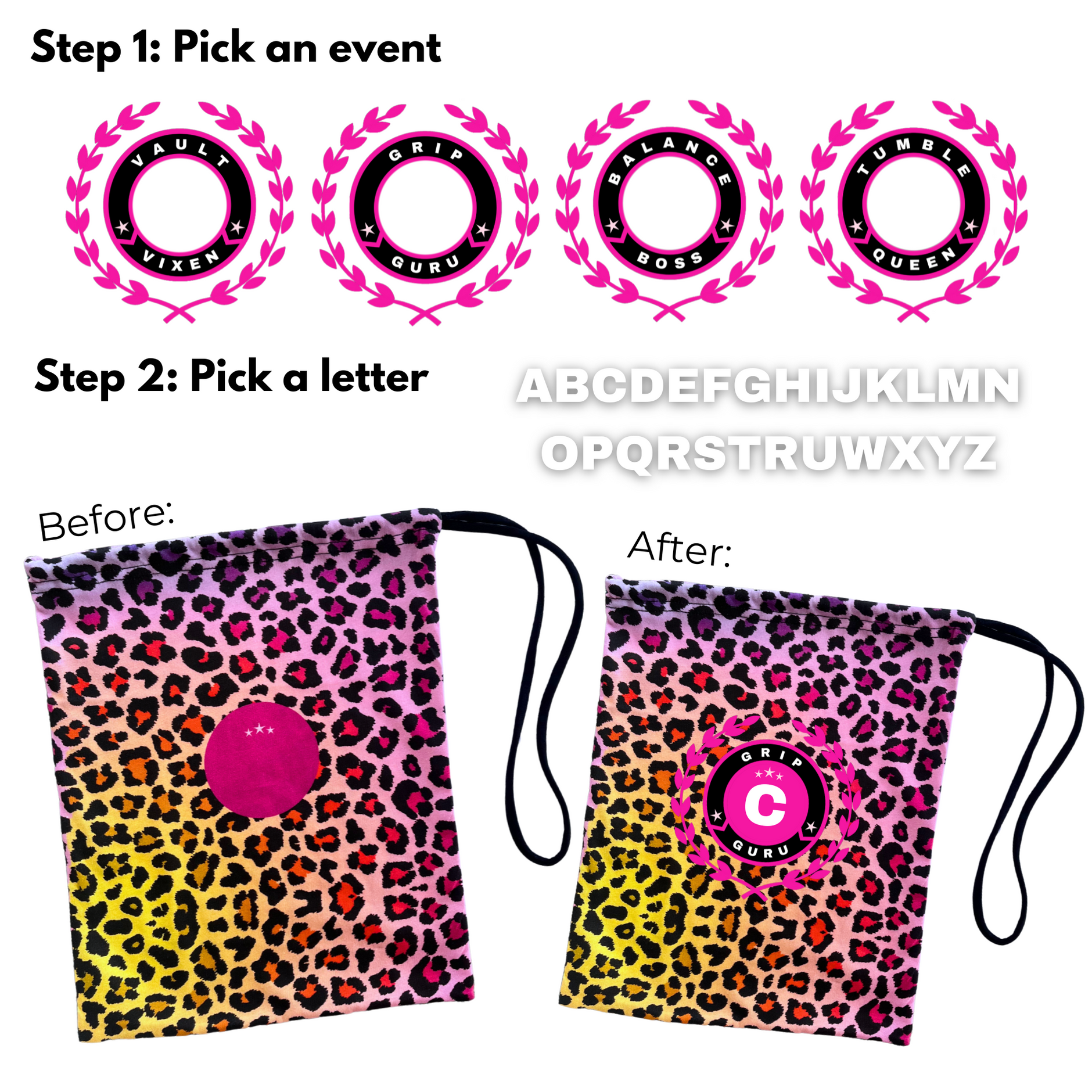 I Love Gymnastics Grip Bag - Rainbow Exercises Silhouette