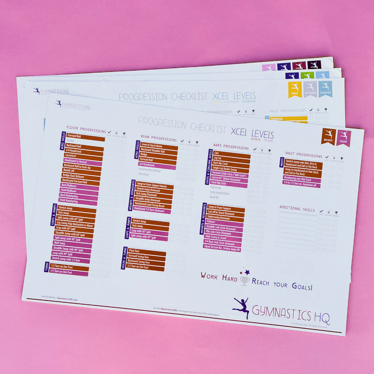 Xcel Levels Bronze & Silver Skills Checklist GymnasticsHQ