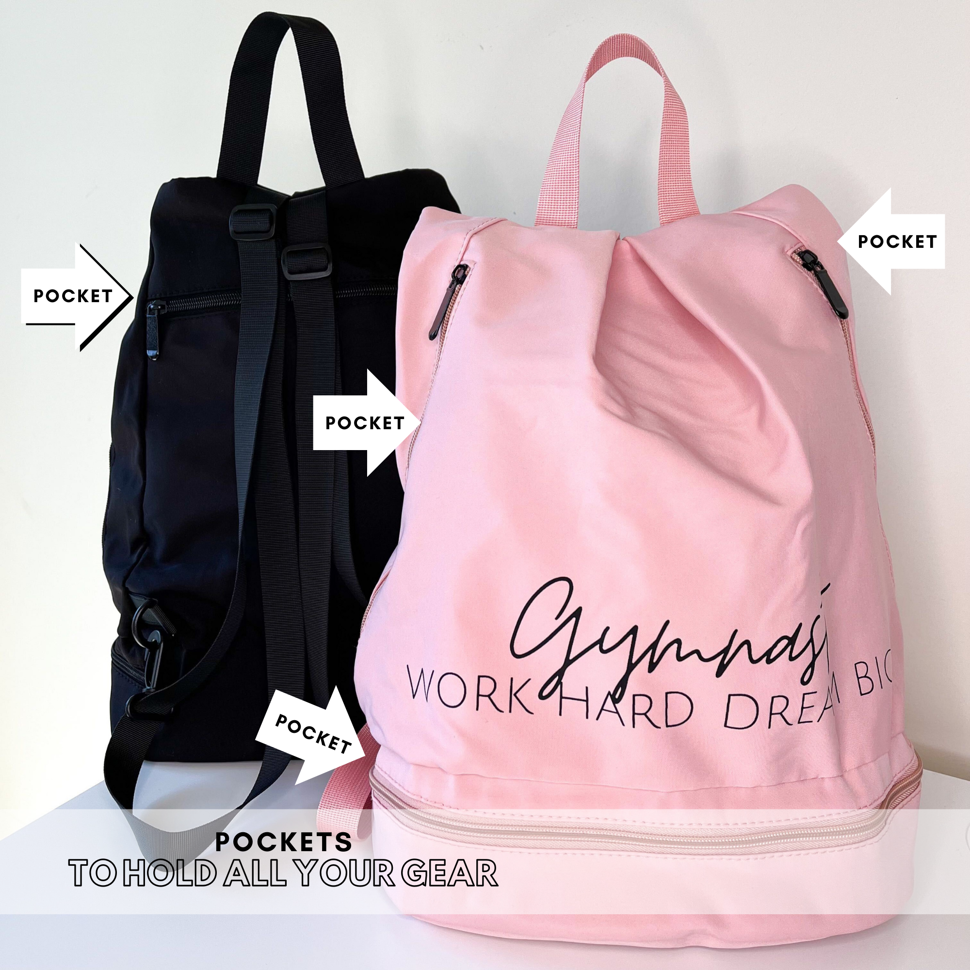 Gymnastics Backpack- Small “Work Hard Dream Big” Gymnast Bag