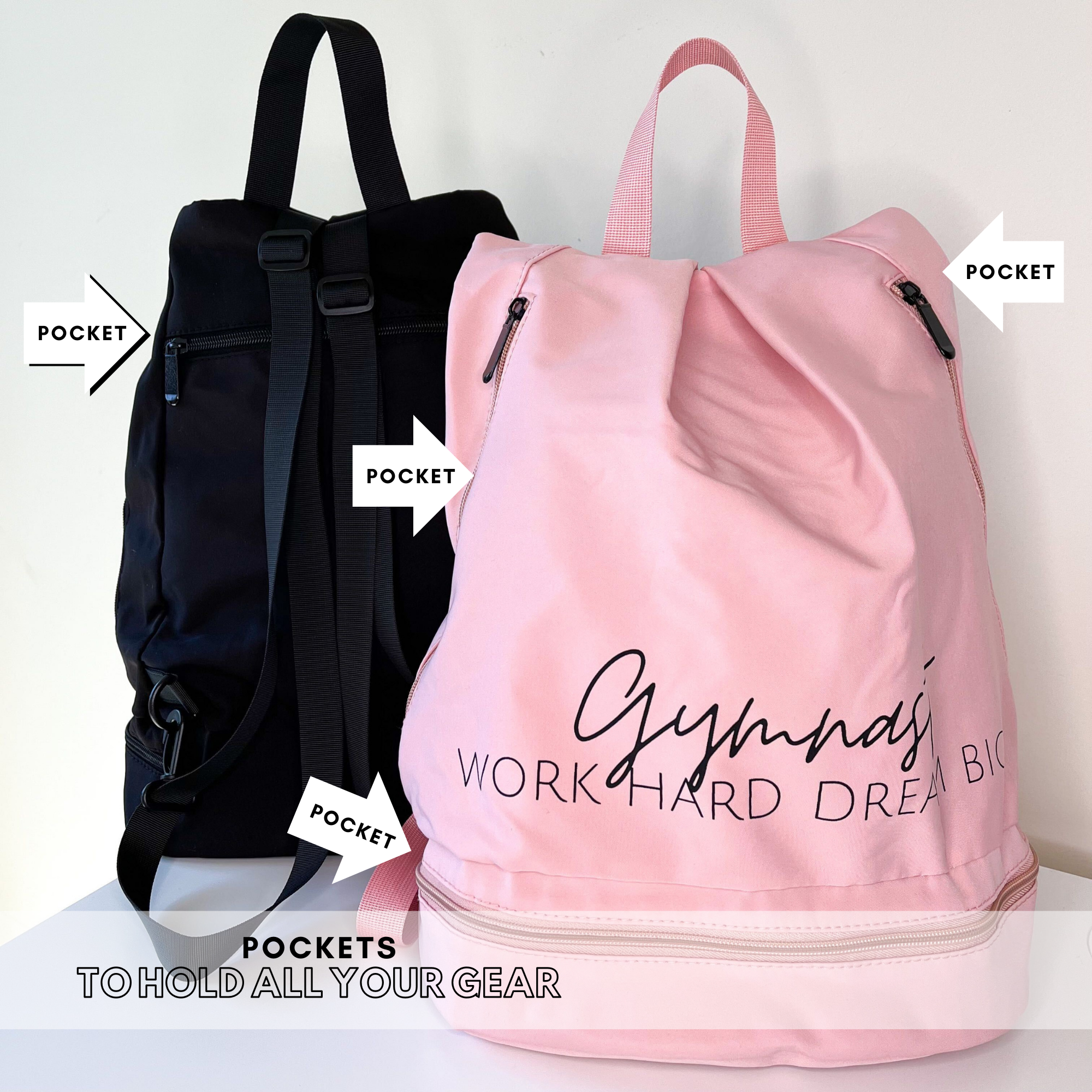 Gymnastics Backpack Small Work Hard Dream Big Gymnast Bag