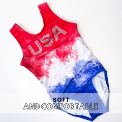 Rhinestone USA Gymnastics Leotard