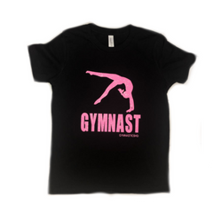 Glittery Gymnast T-Shirt - Black with Pink Glitter